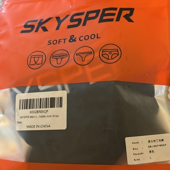 SKYSPER Men's Jockstrap Breathable Mesh Jock Male Underwear Sz L Black New - Picture 2 of 5